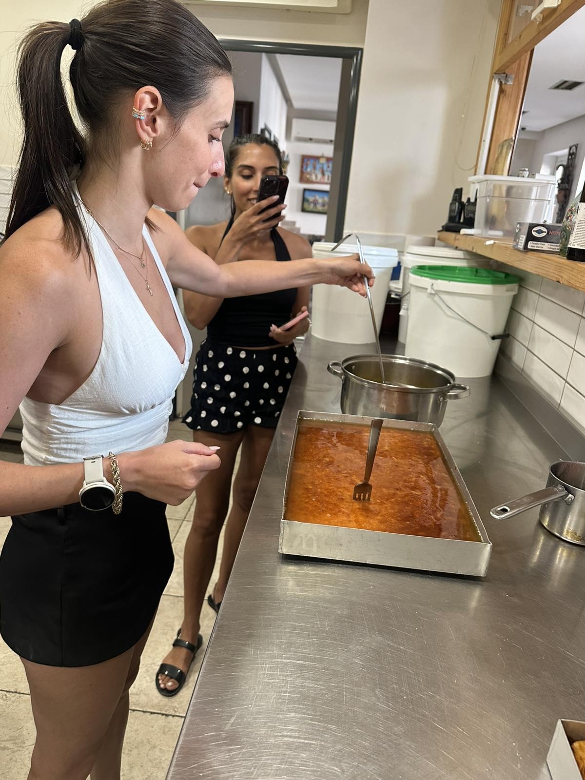 Adding syrup