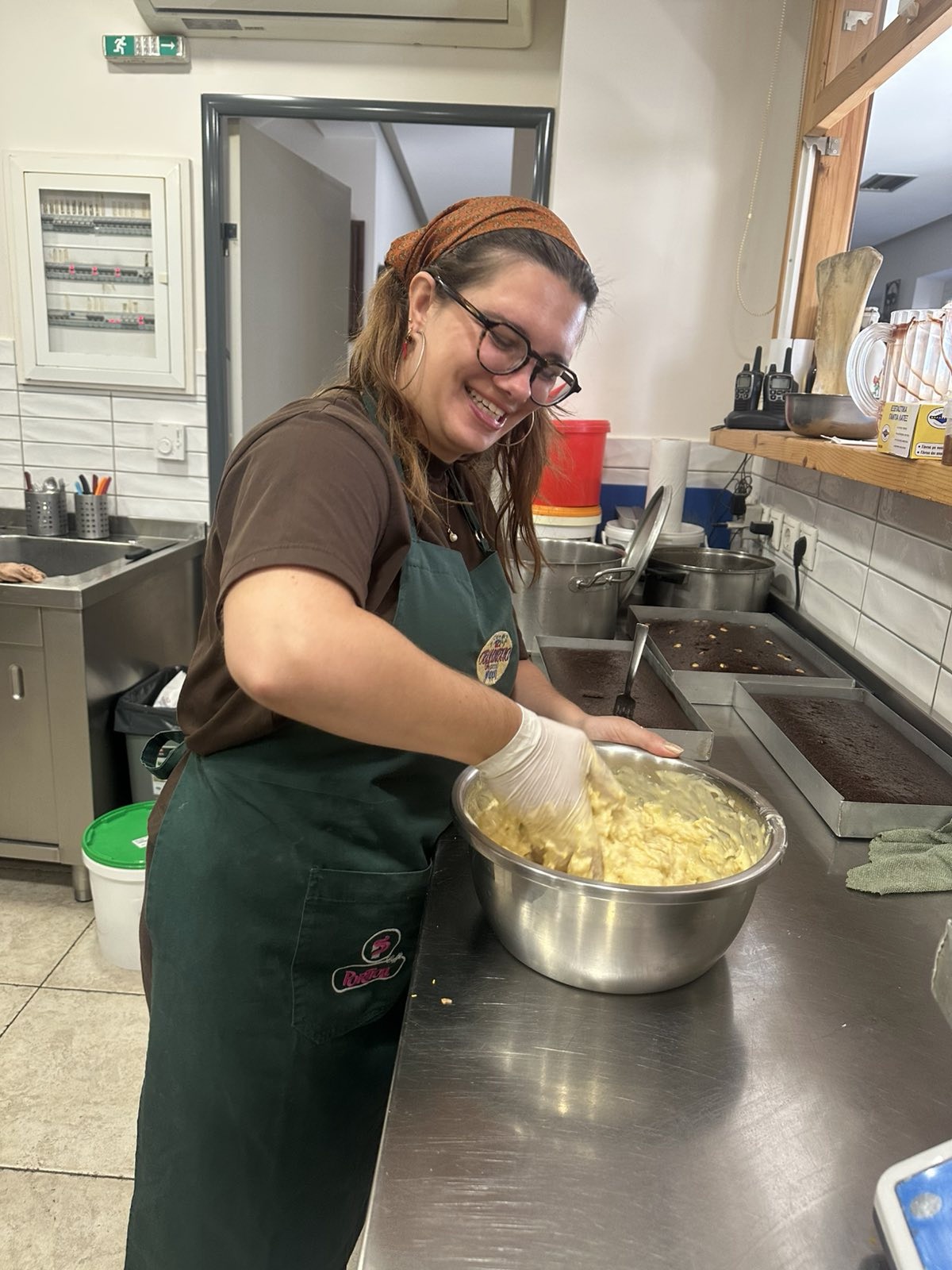 Whisking the mixture with a smile